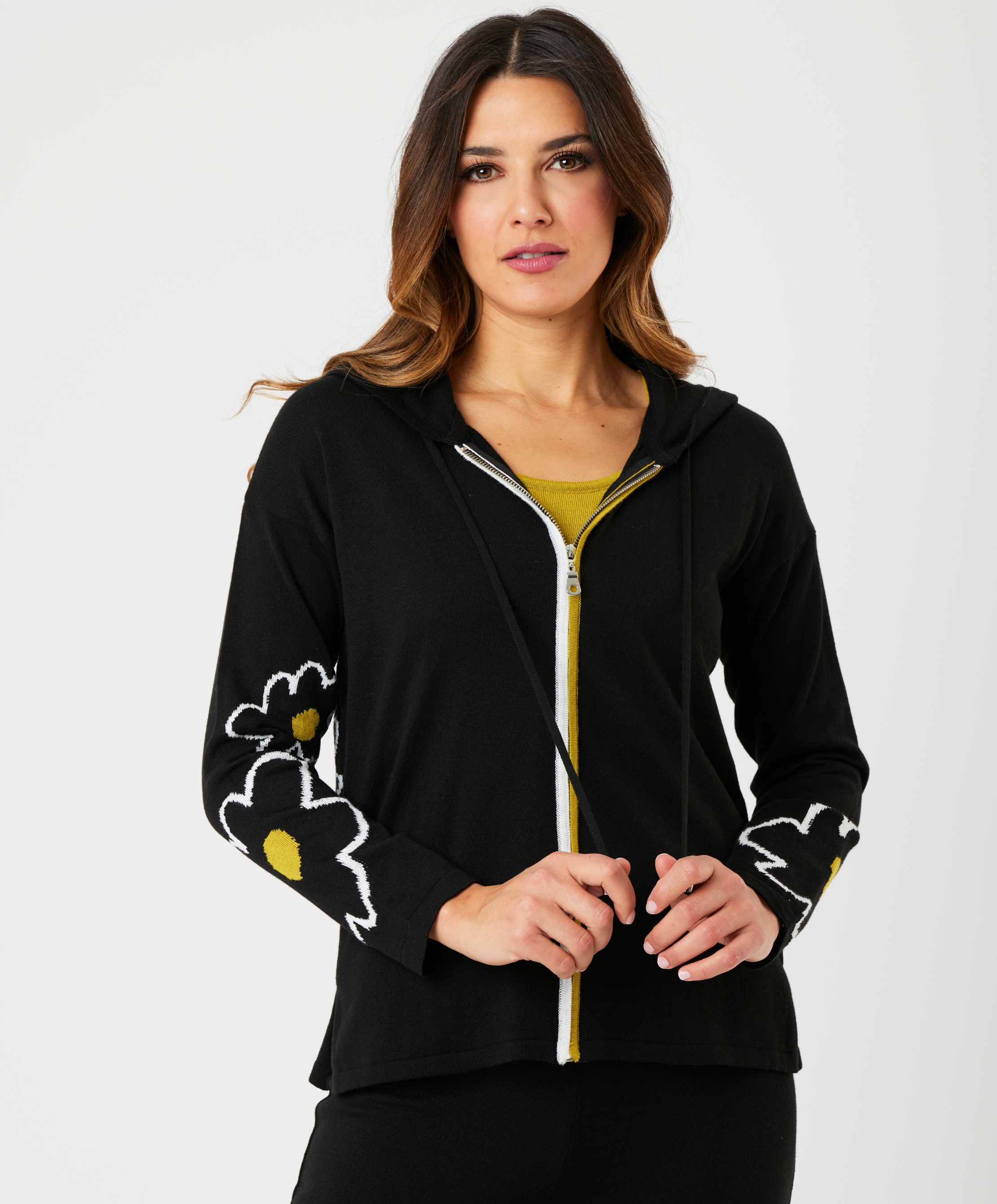 Flower Detail Zip Up Hoodie – Angel Apparel
