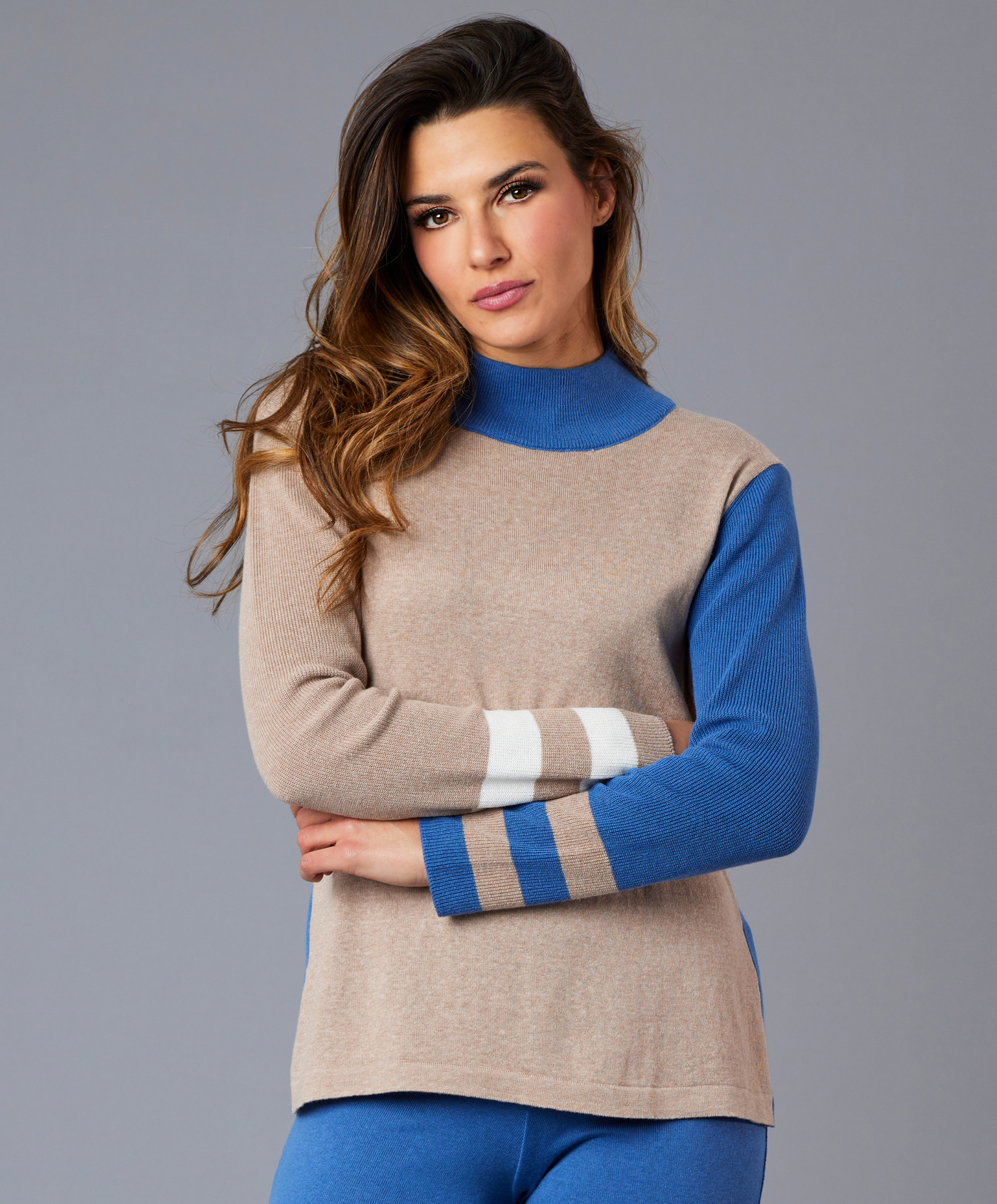 Color Block Mock Neck Top