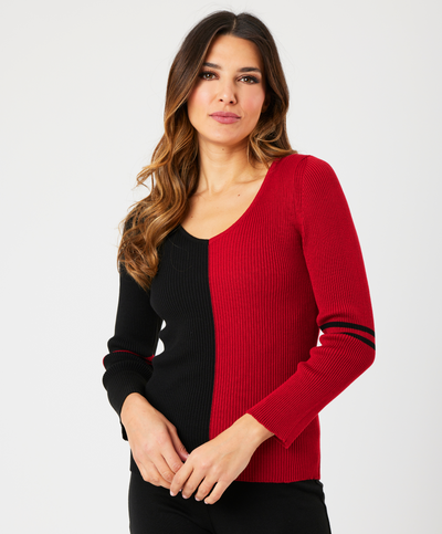 V-Neck Ribbed Sweater