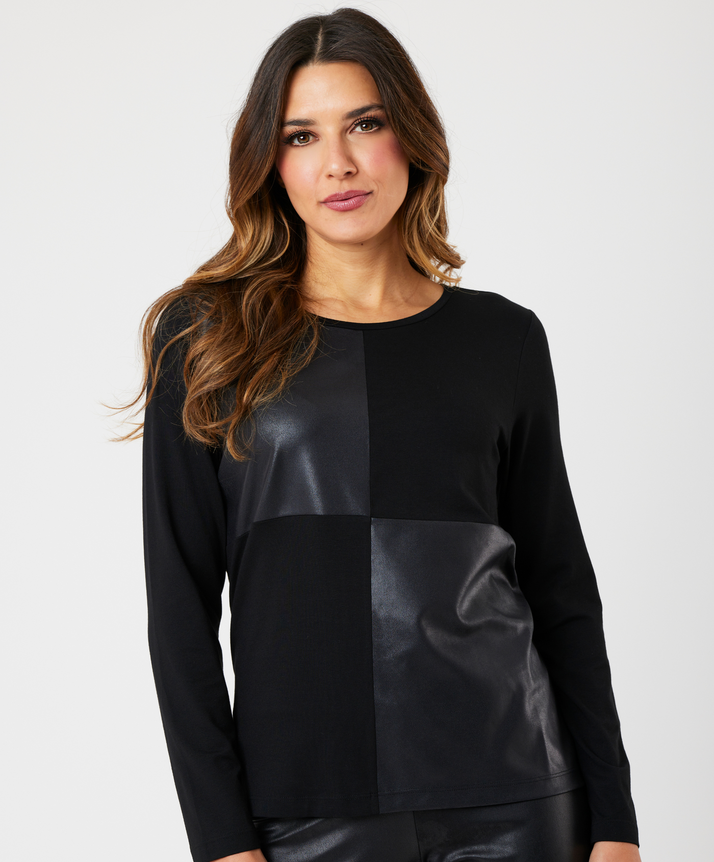 Patchwork Vegan Leather Top