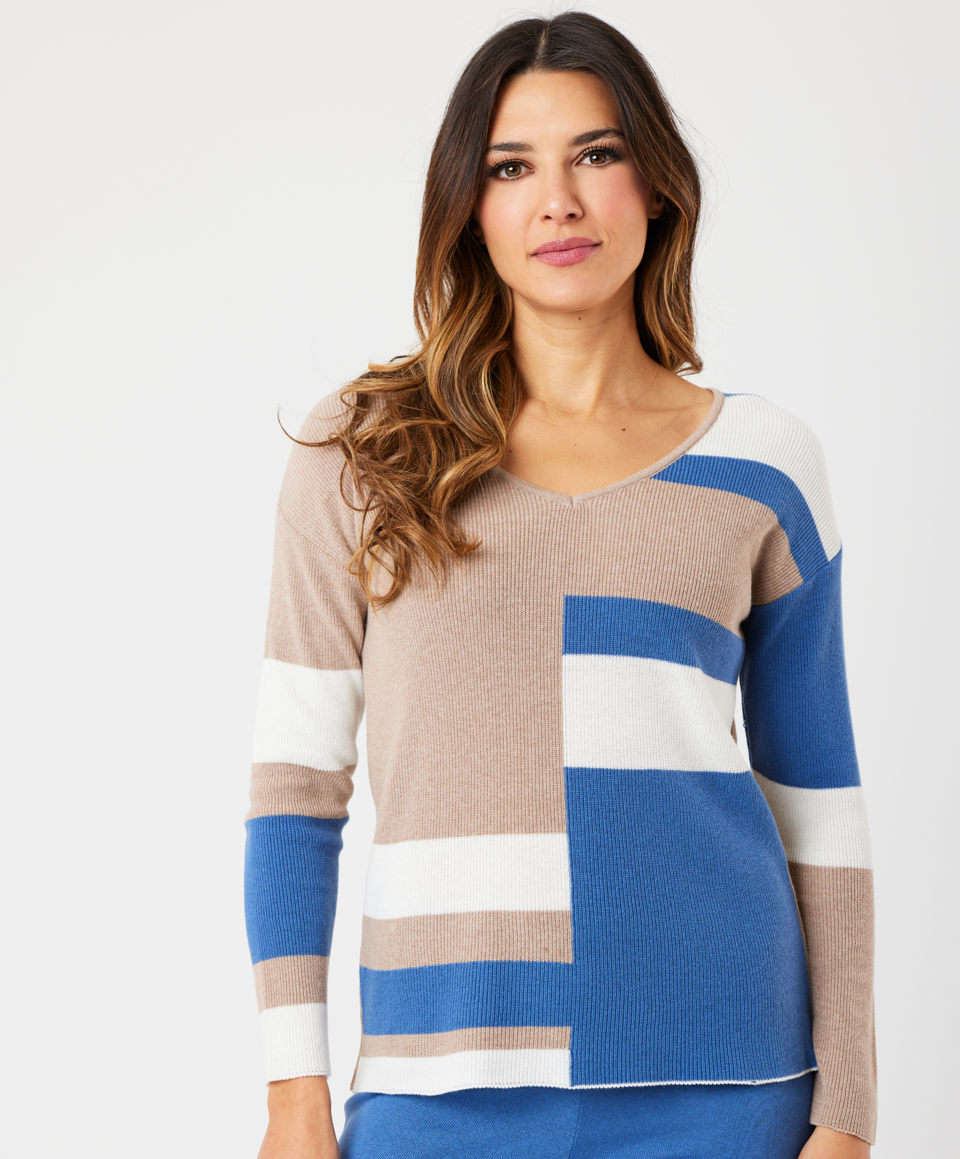 Color Block V-Neck Top