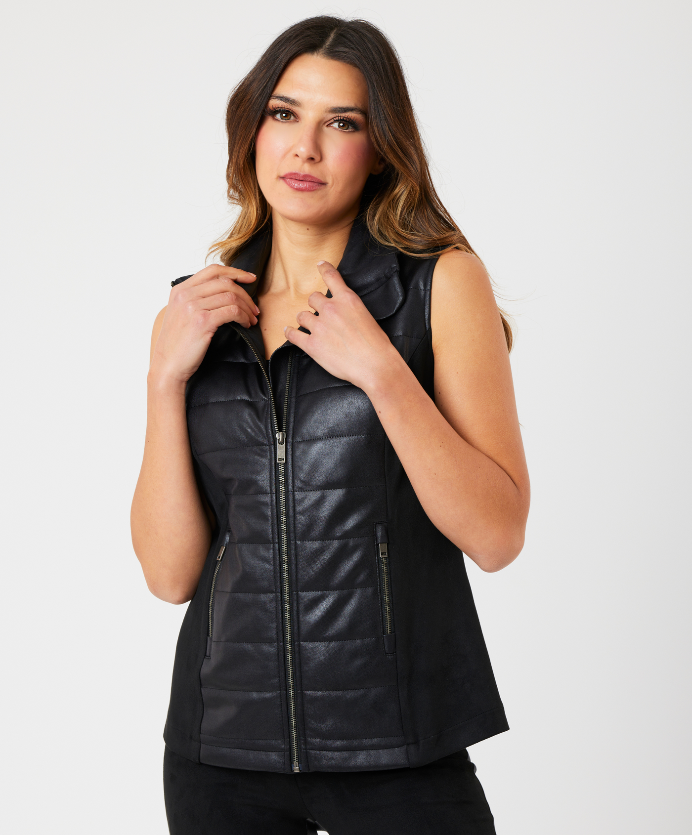 Vegan Leather/Suede Quilted Vest