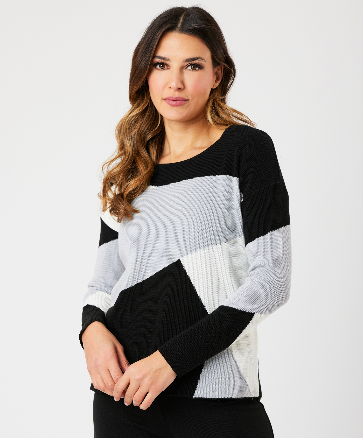 Color Block V-Neck Sweater