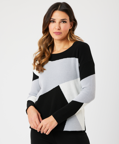 Color Block V-Neck Sweater