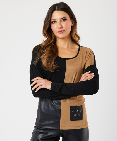 Vegan Leather/Suede Top