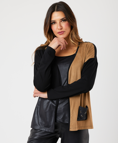 Vegan Leather/Suede Cardigan