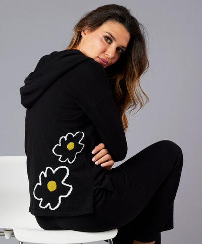 Flower Detail Zip Up Hoodie