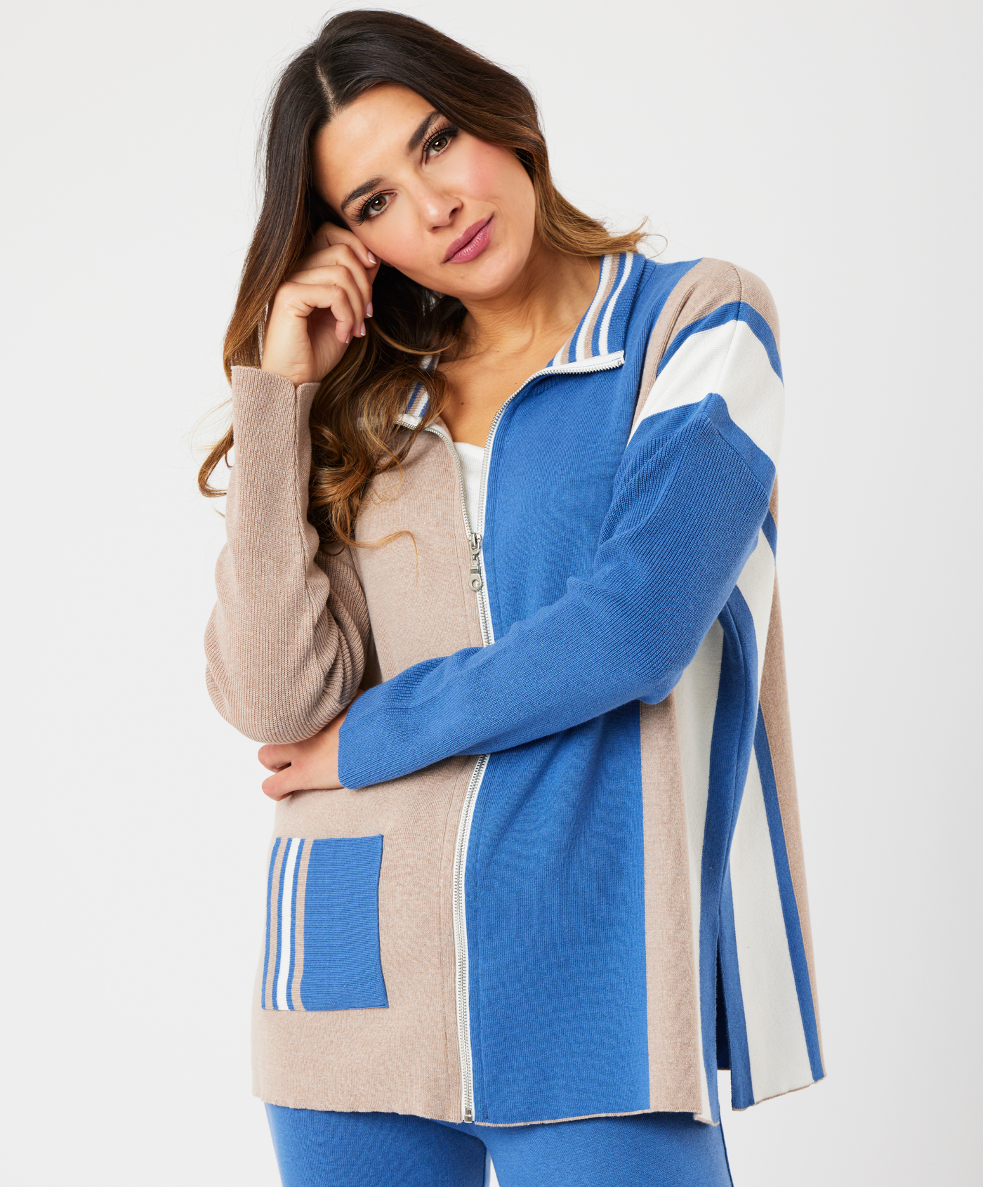 Two Tone Stripe Detail Jacket