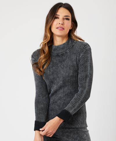 Cable Mock Neck Sweater