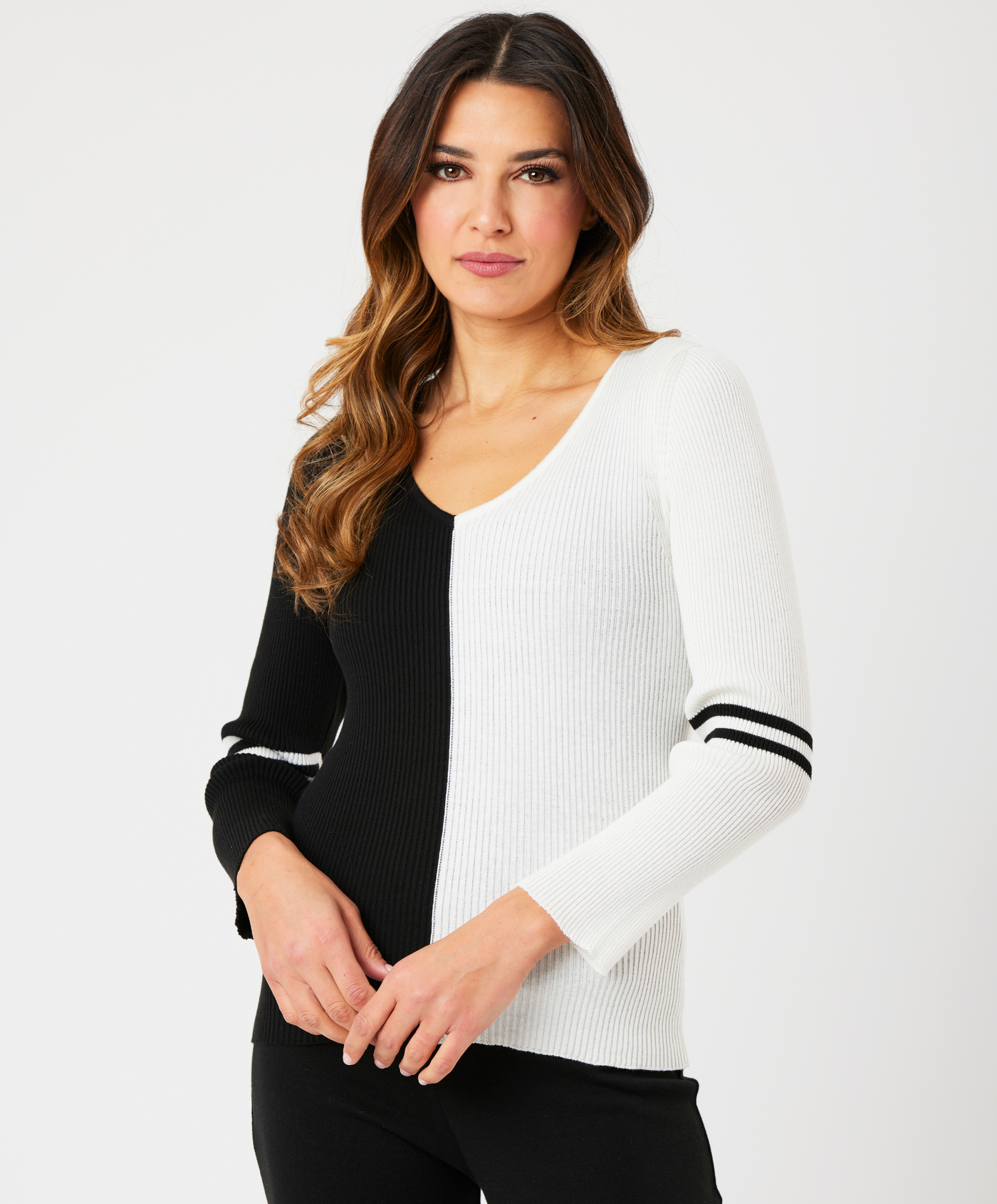 V-Neck Ribbed Sweater