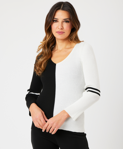 V-Neck Ribbed Sweater