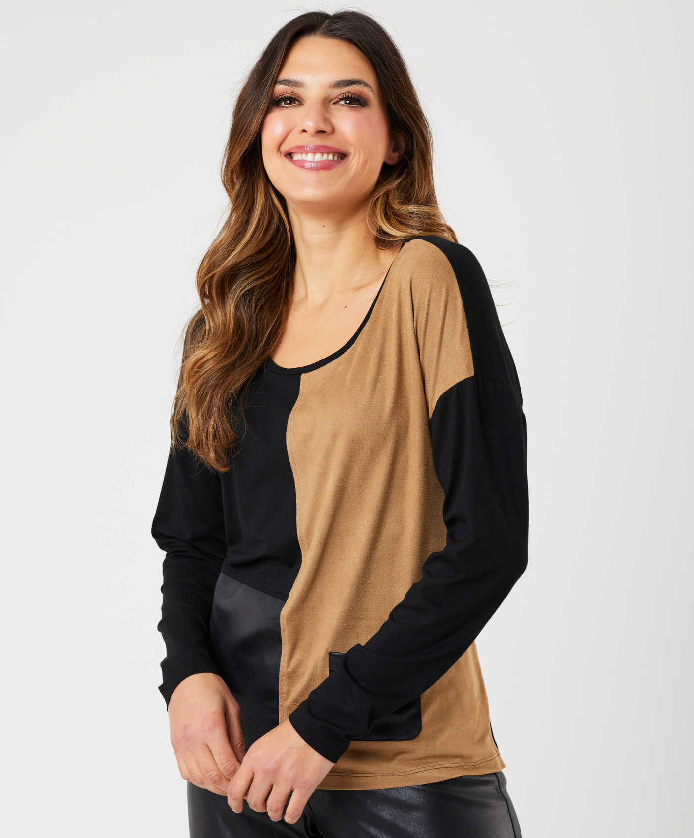 Vegan Leather/Suede Top