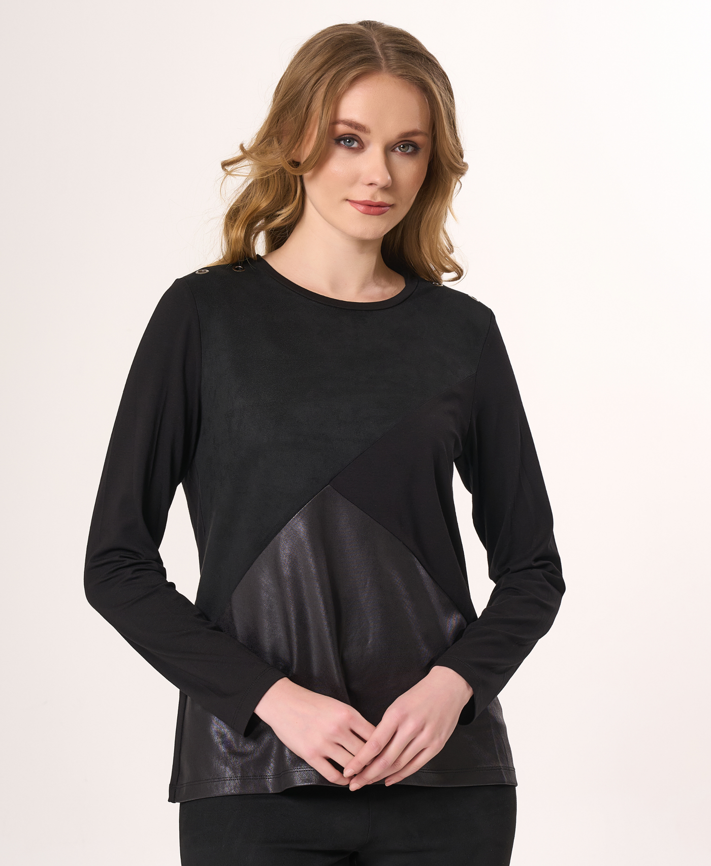 Vegan Leather/Suede Grommet Top