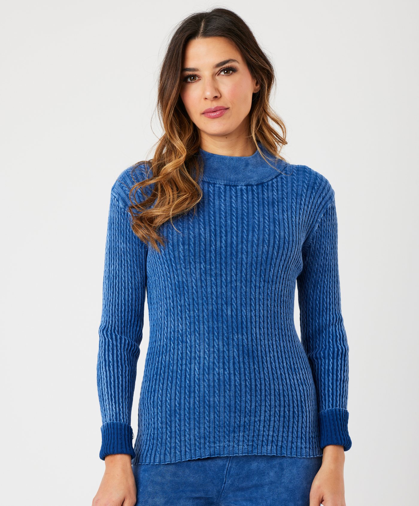 Cable Mock Neck Sweater