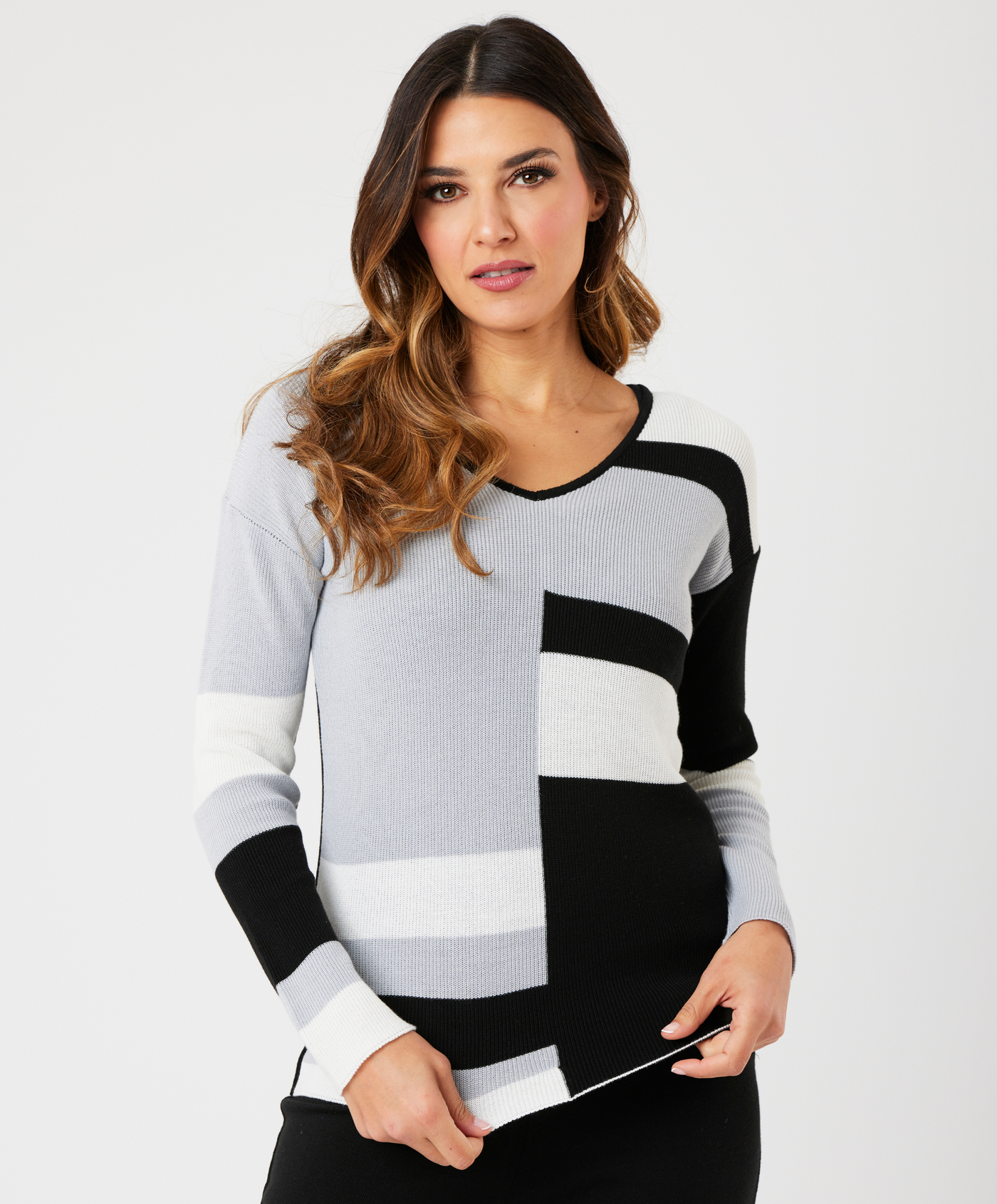 Color Block V-Neck Top