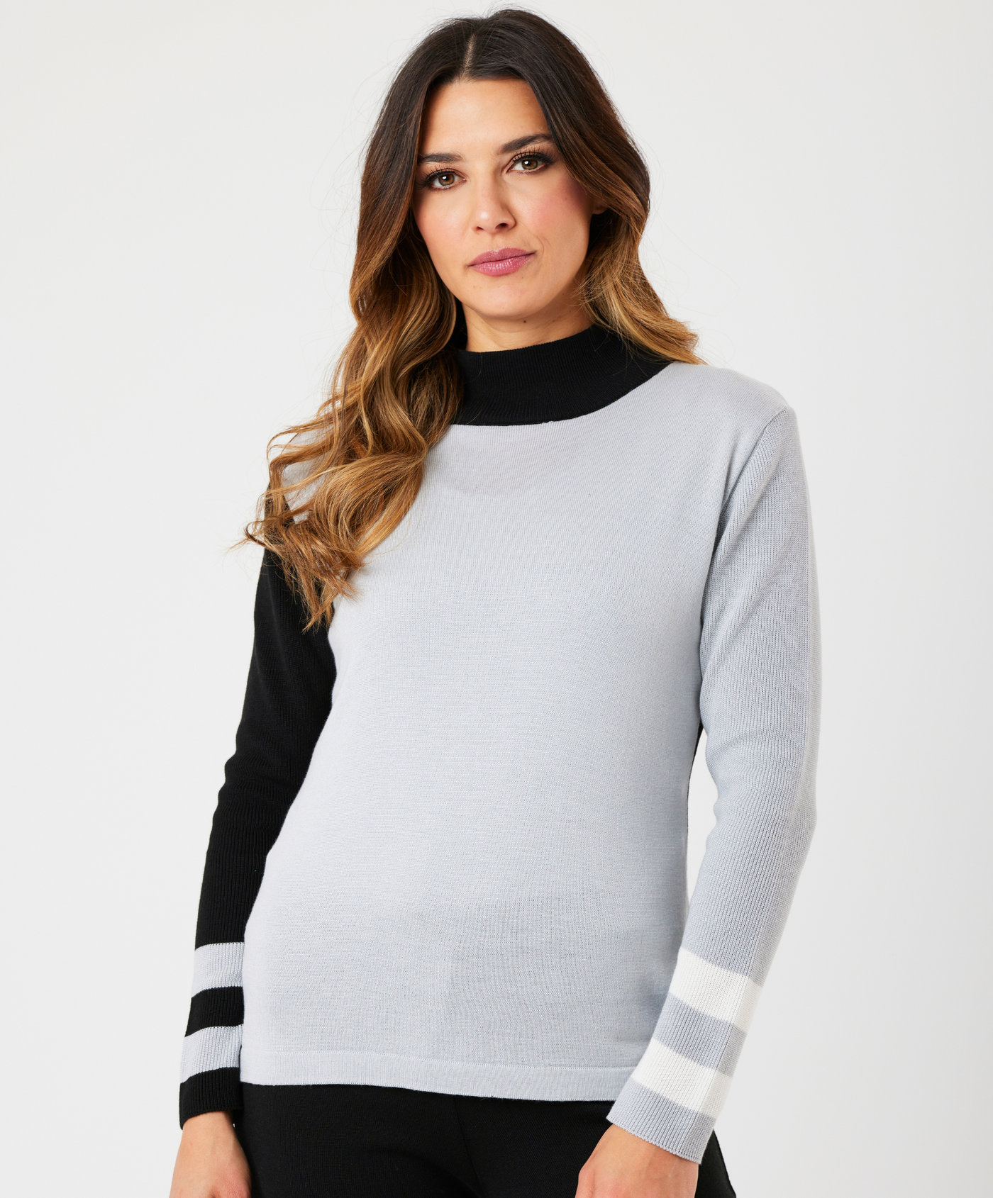 Color Block Mock Neck Top