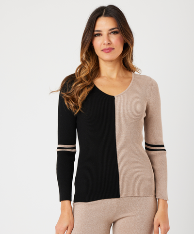 V-Neck Ribbed Sweater