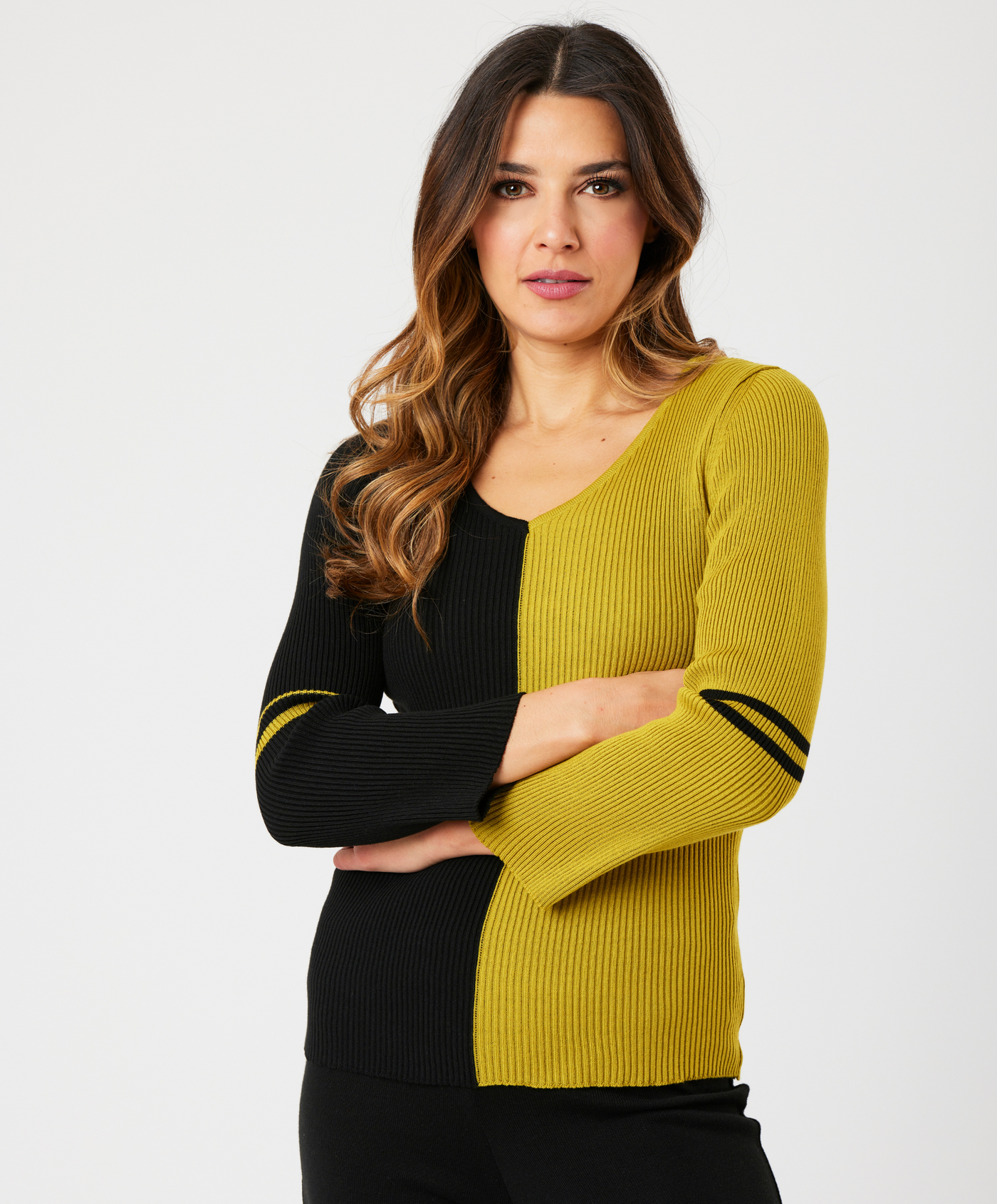 V-Neck Ribbed Sweater