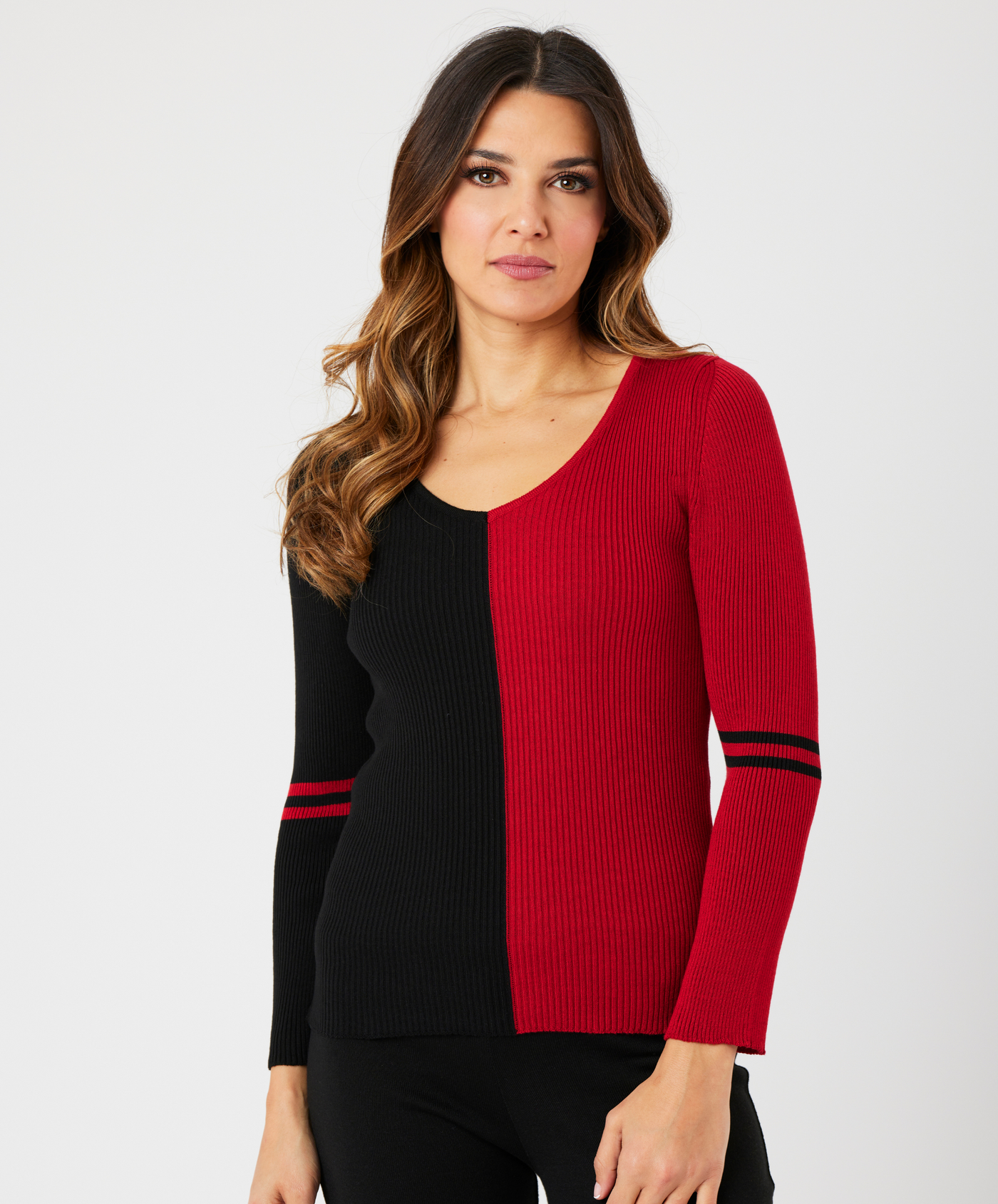 V-Neck Ribbed Sweater