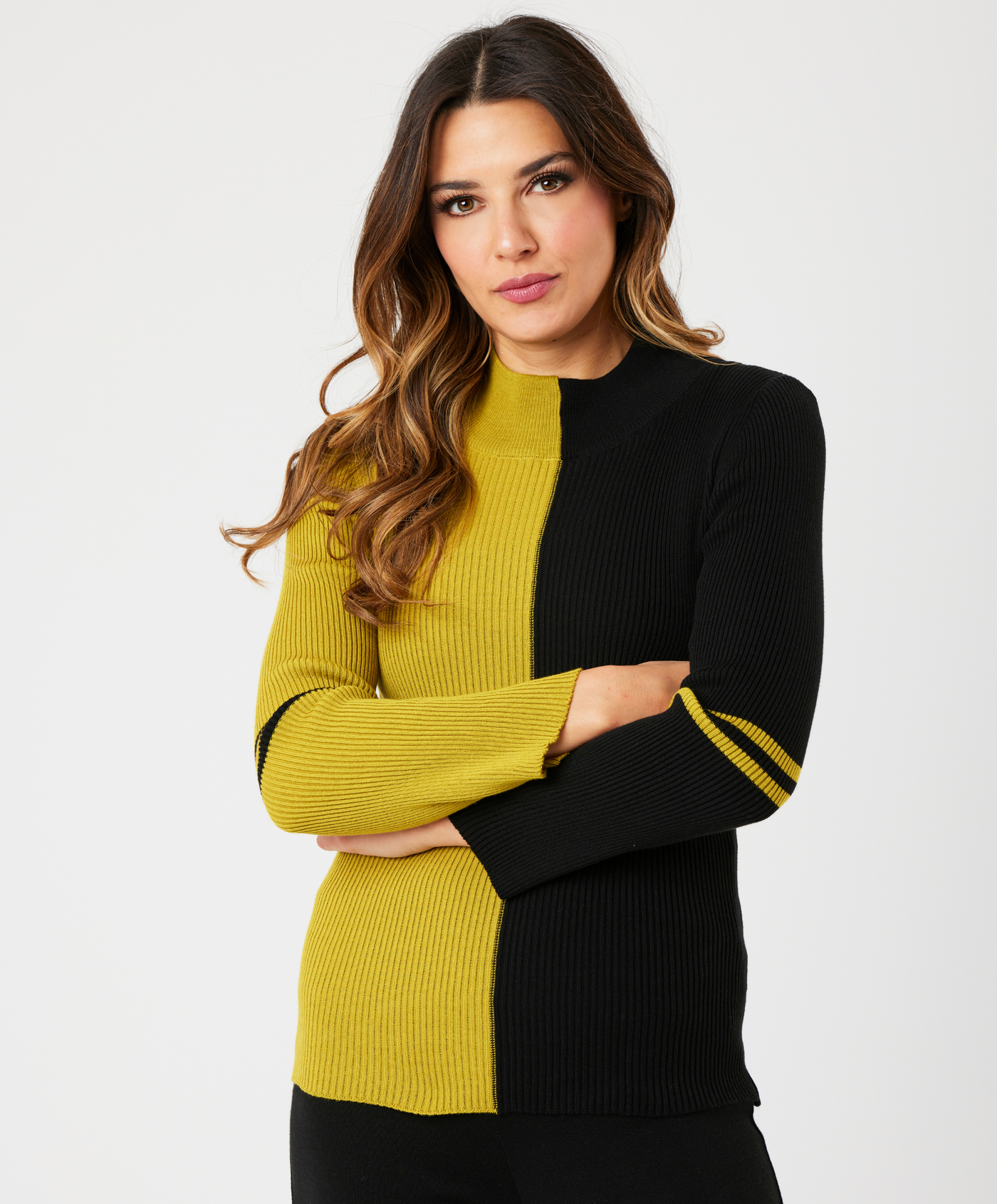 Two Tone Mock Neck Sweater