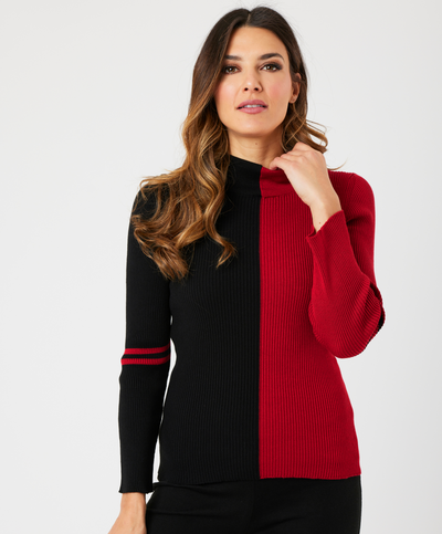 Two Tone Mock Neck Sweater