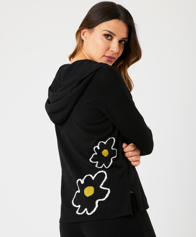 Flower Detail Zip Up Hoodie