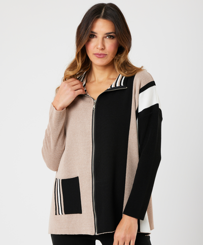 Two Tone Stripe Detail Jacket