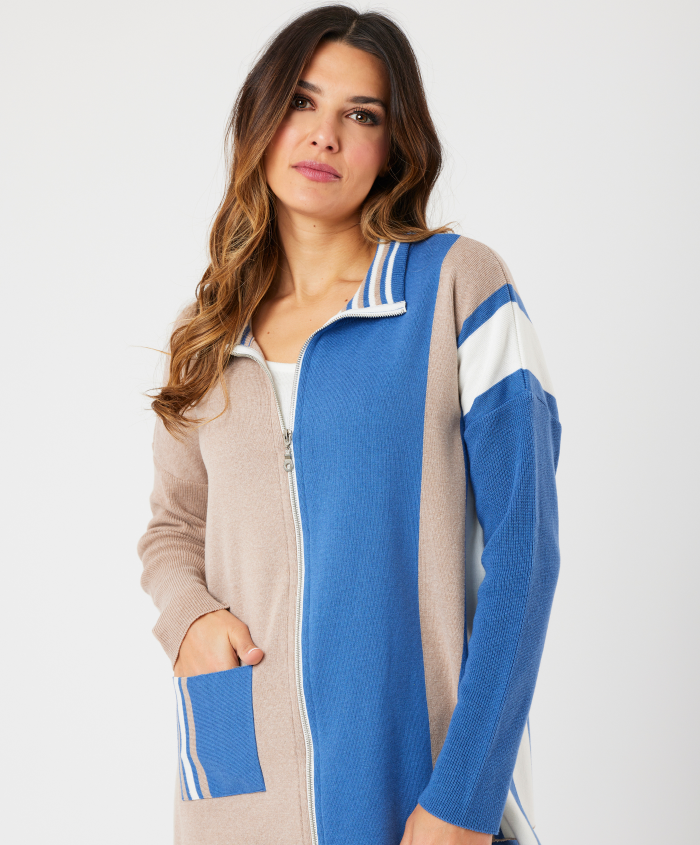 Two Tone Stripe Detail Jacket