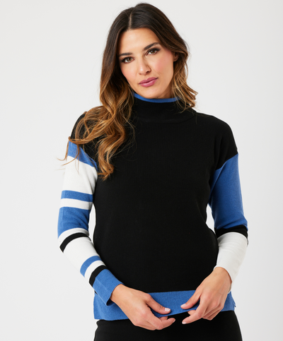 Stripe Sleeve Mock Neck Top