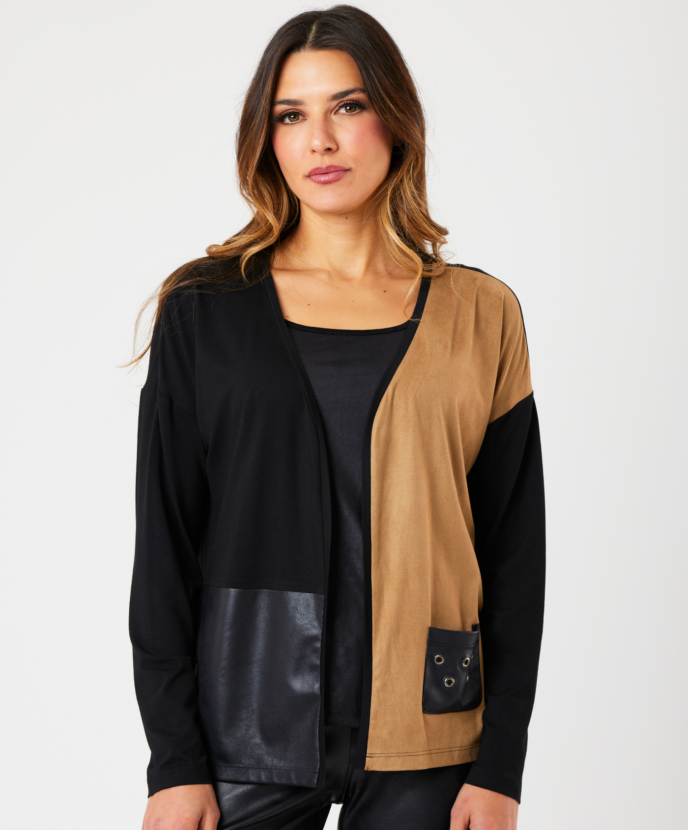 Vegan Leather/Suede Cardigan