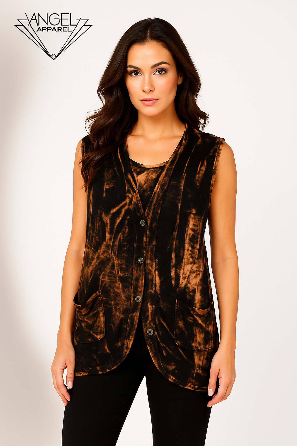 Bleach Linen Buttoned-Back Long Vest