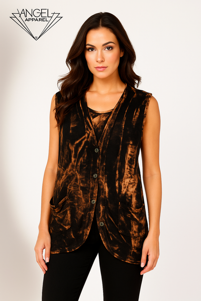 Bleach Linen Buttoned-Back Long Vest