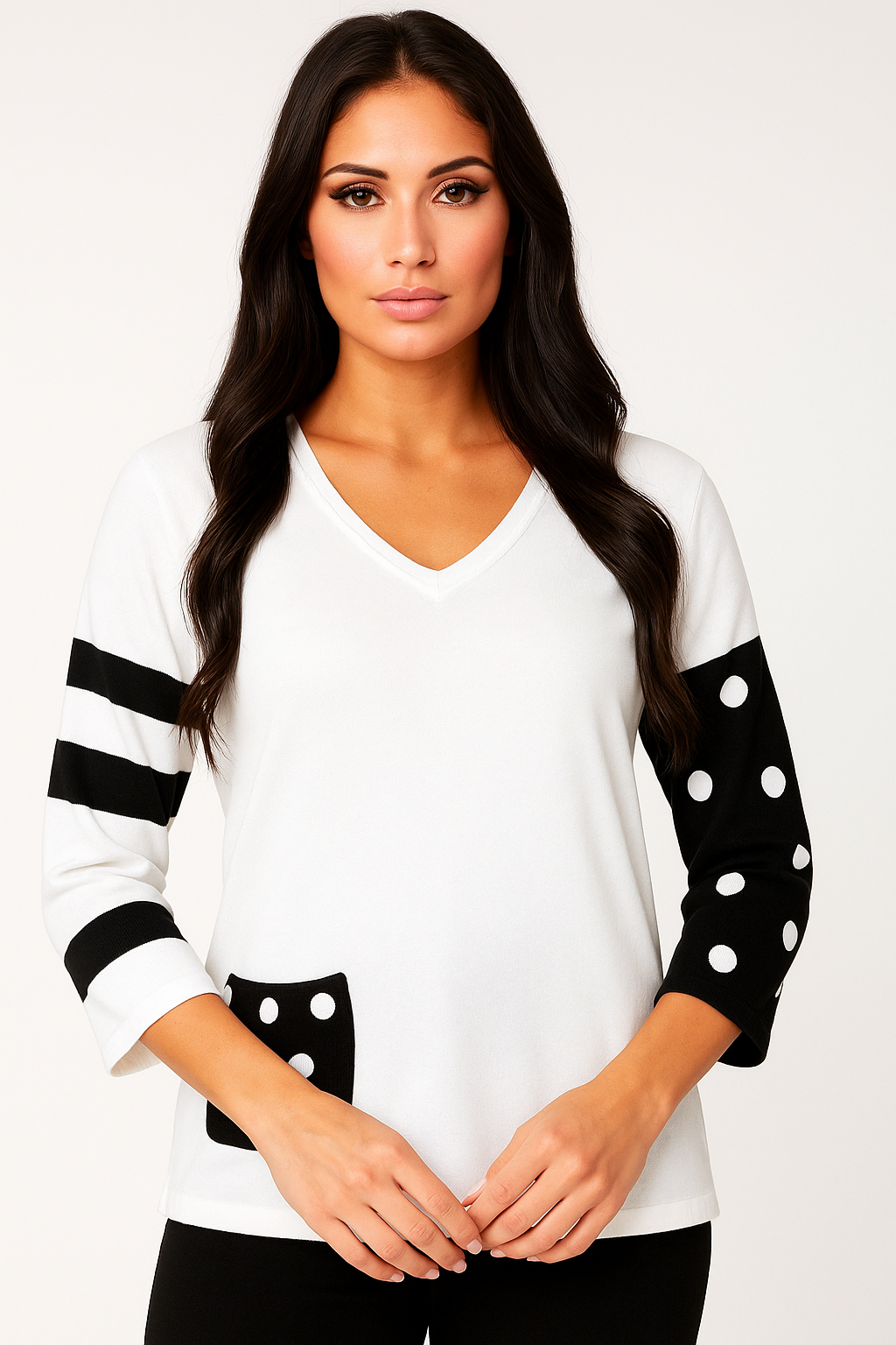 Abstract Polka Dot V-Neck