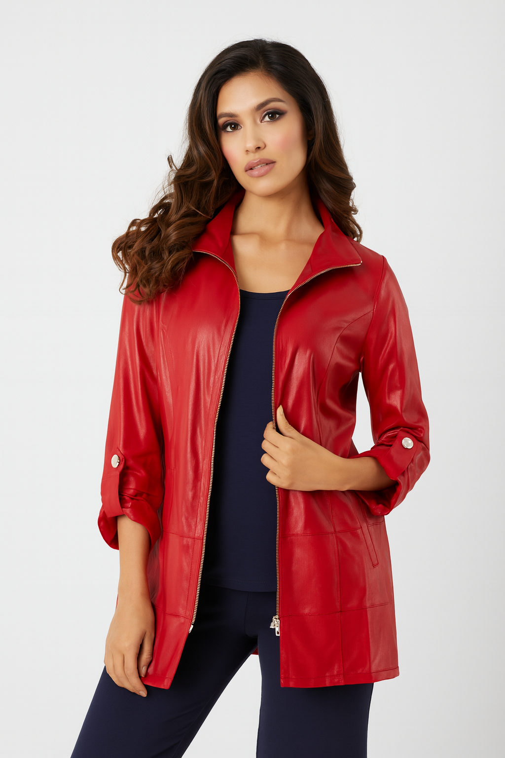 Veste zippée à manches retroussées