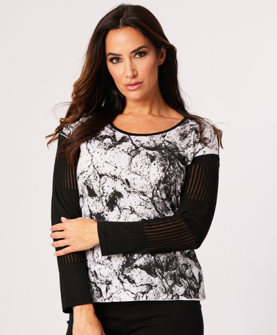 Abstract Scoop Neck Top