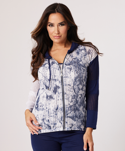 Abstract Zip Hoodie Cardigan