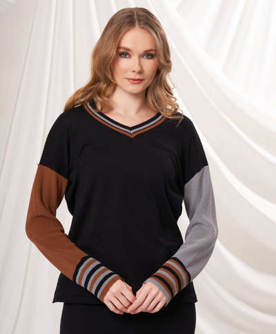 V-Neck Color Block Sweater