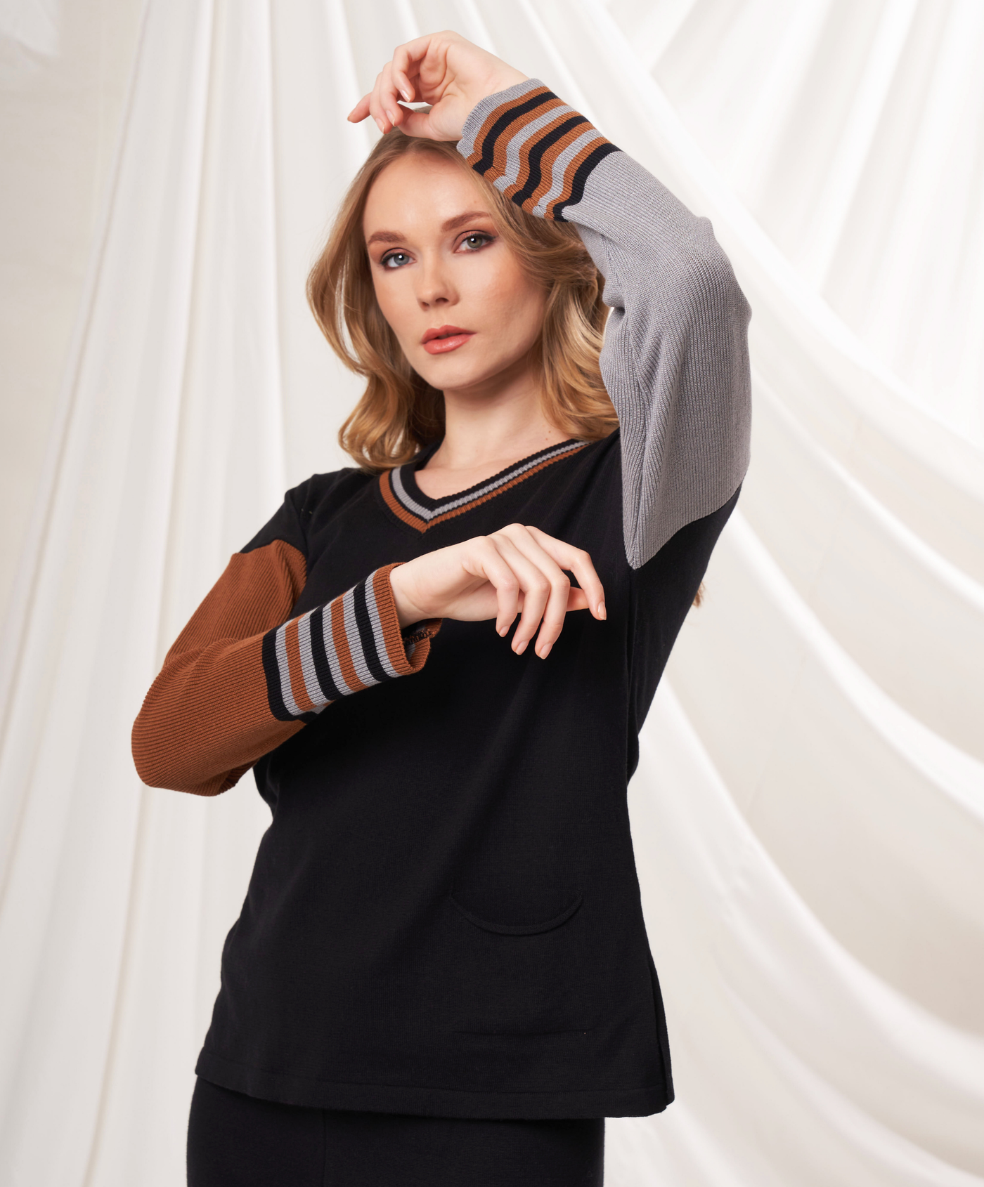 V-Neck Color Block Sweater