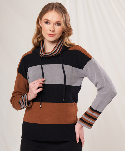 Cowl Neck Stripe Sweater