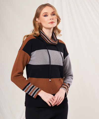 Cowl Neck Stripe Sweater