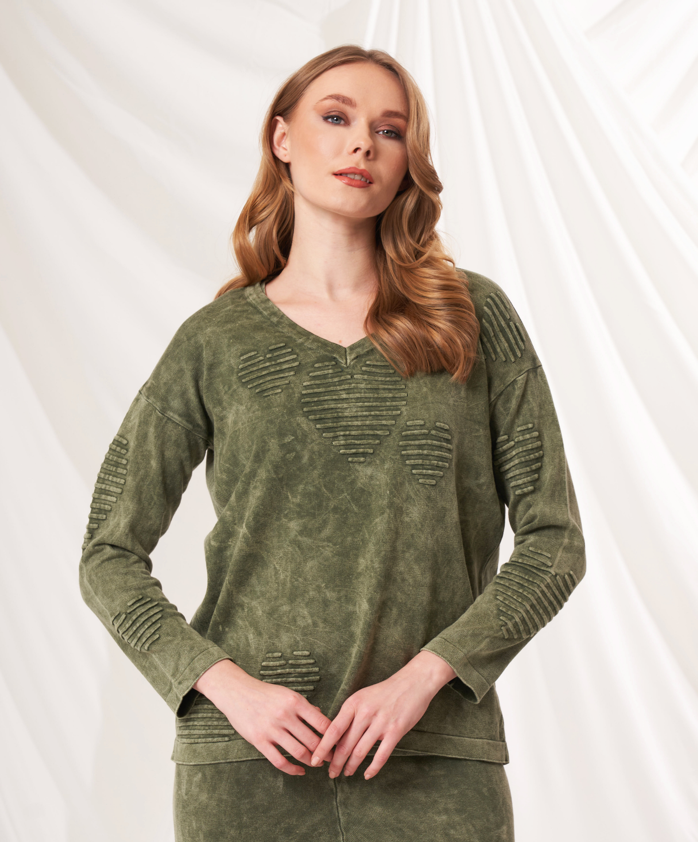 V-Neck Heart Sweater