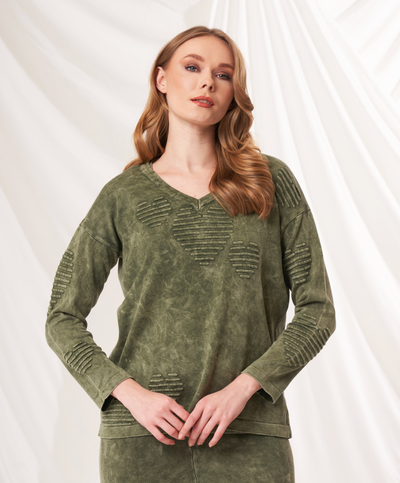 V-Neck Heart Sweater