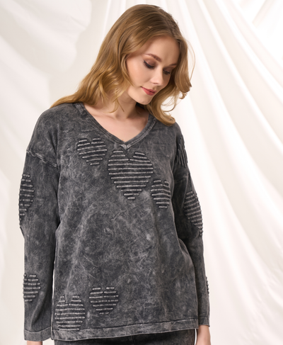 V-Neck Heart Sweater