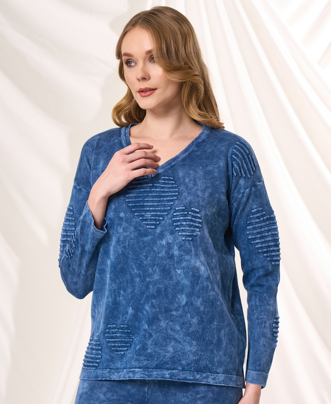 V-Neck Heart Sweater