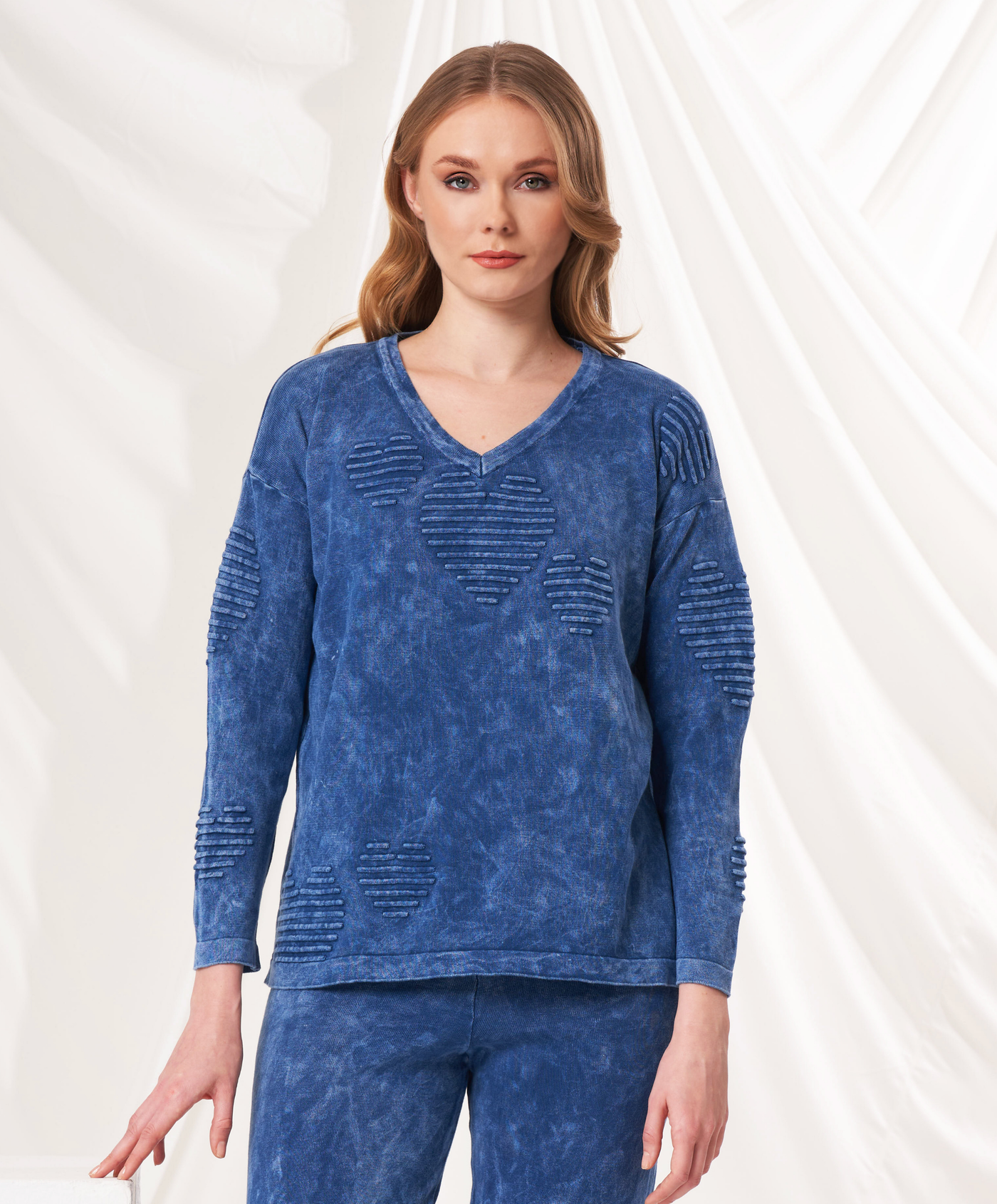 V-Neck Heart Sweater