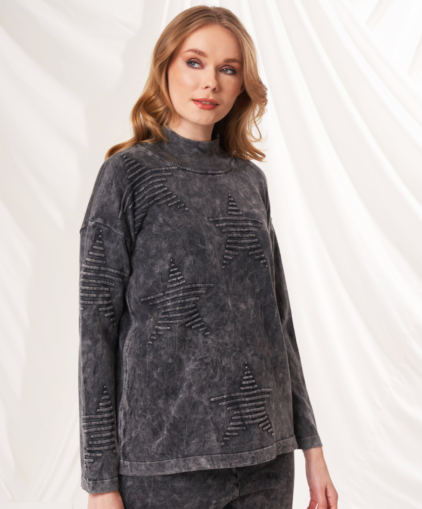 Mock Neck Star Sweater