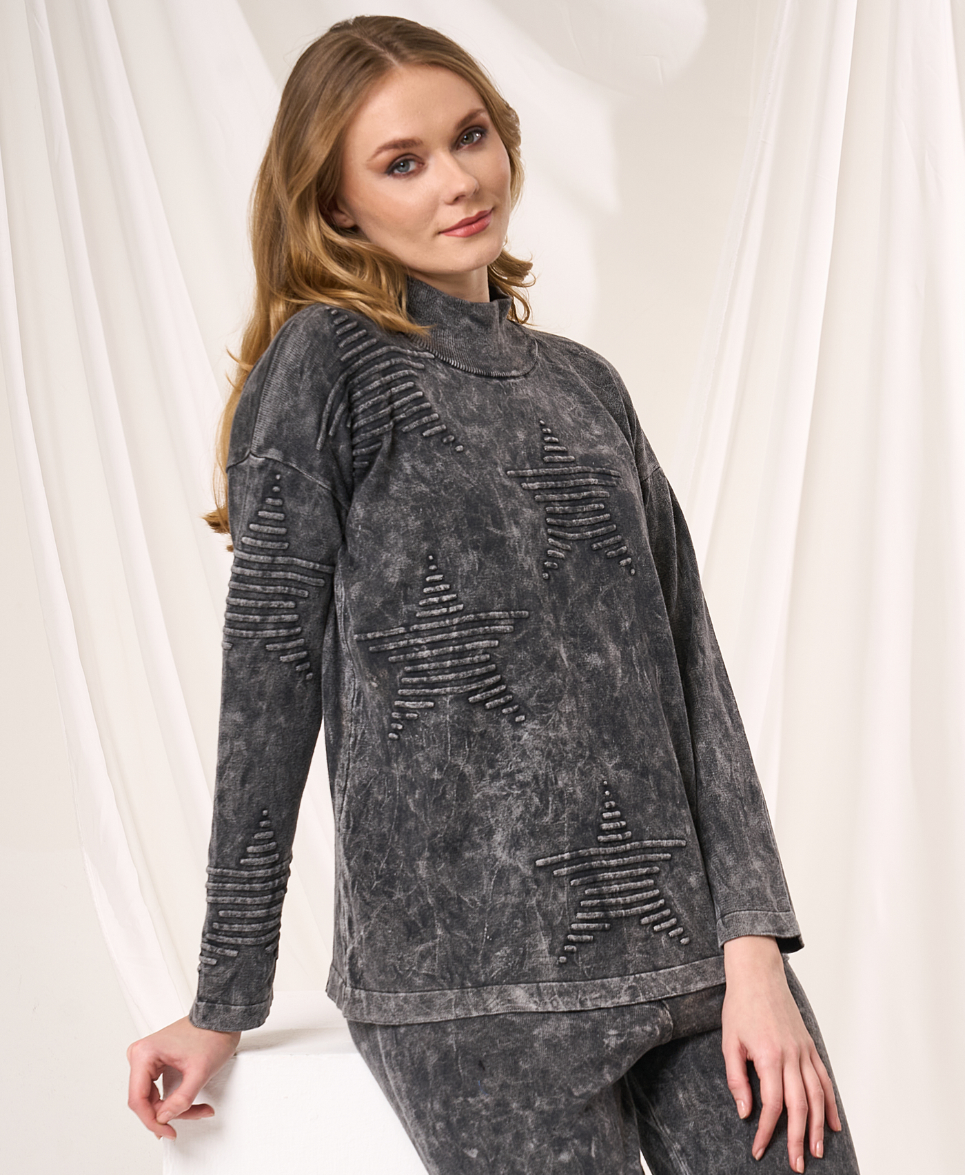 Mock Neck Star Sweater