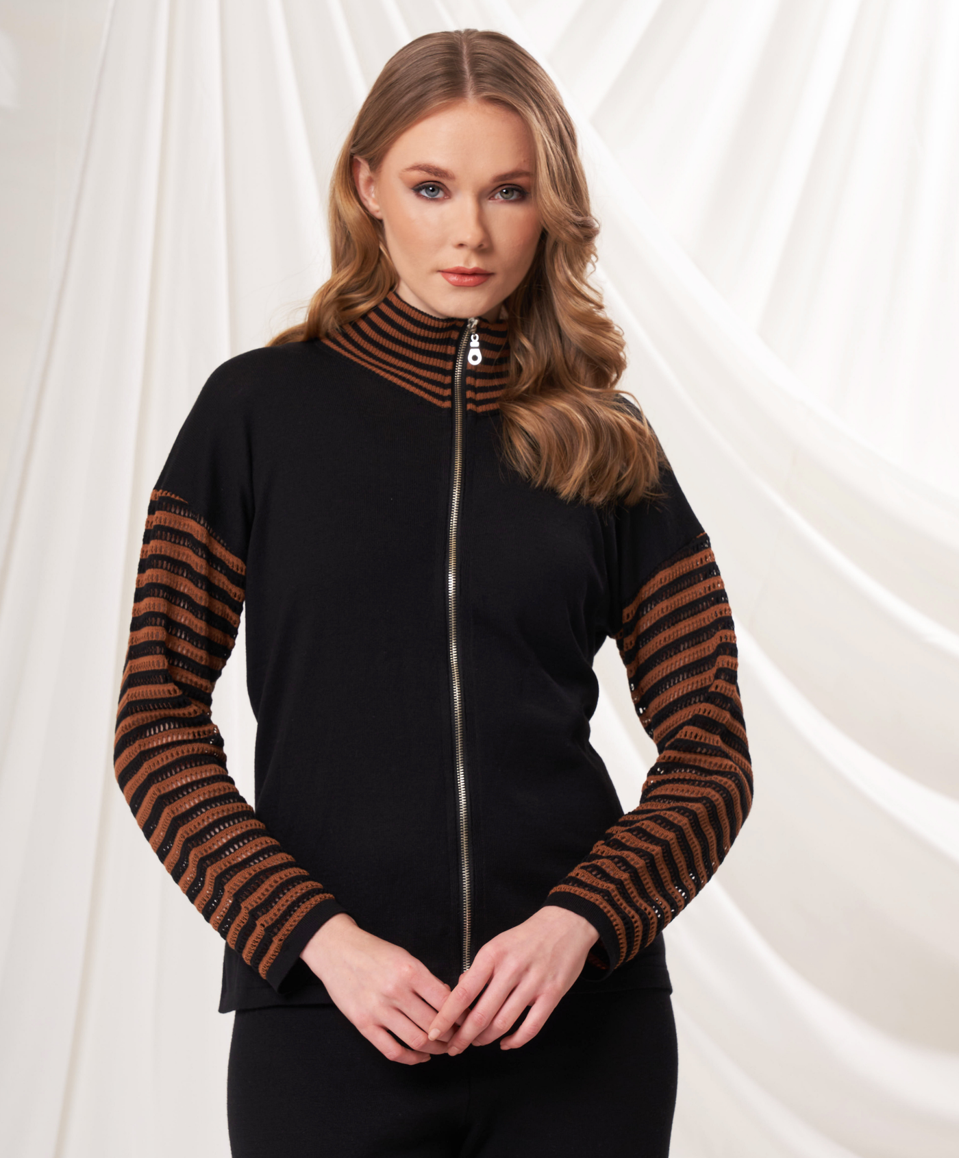 Stripe Detail Zip Jacket