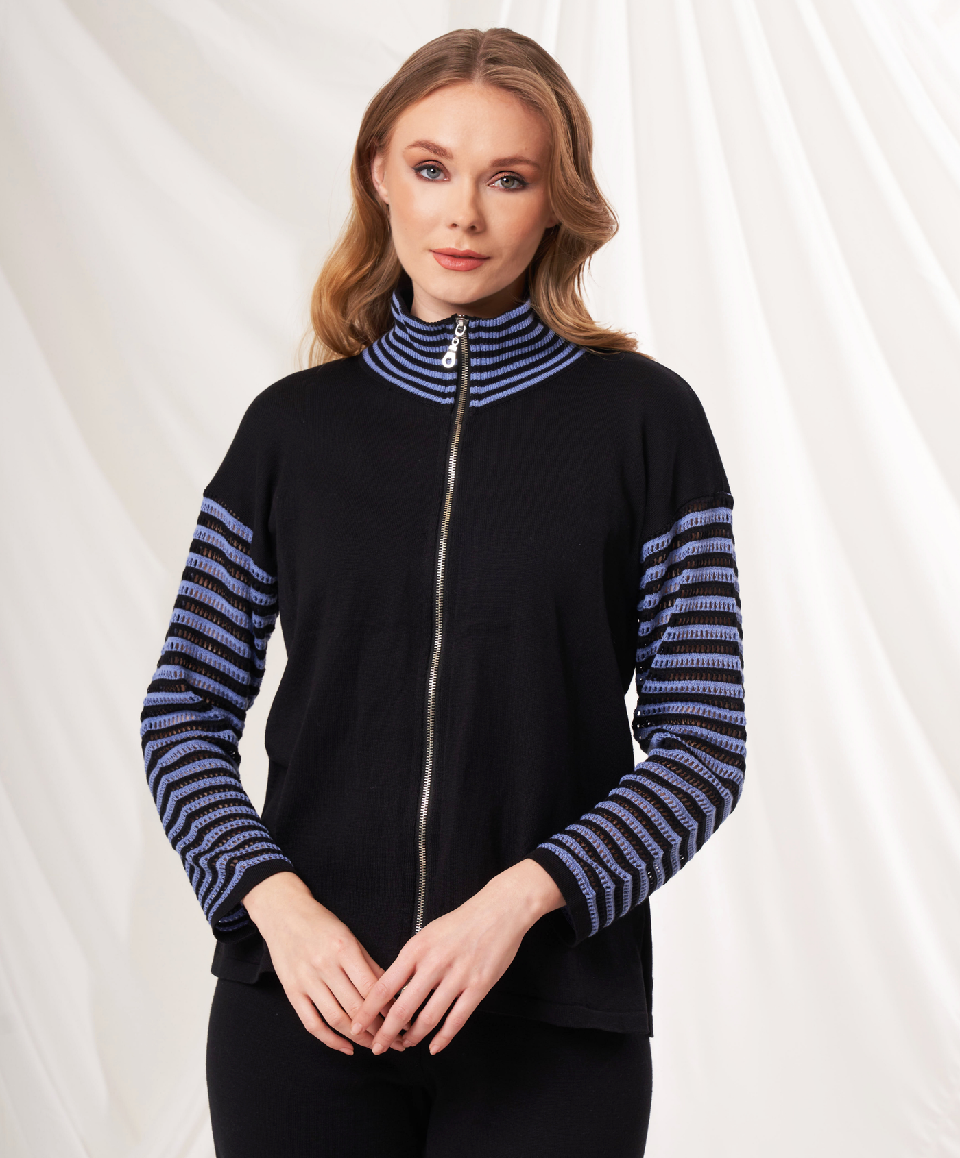 Stripe Detail Zip Jacket