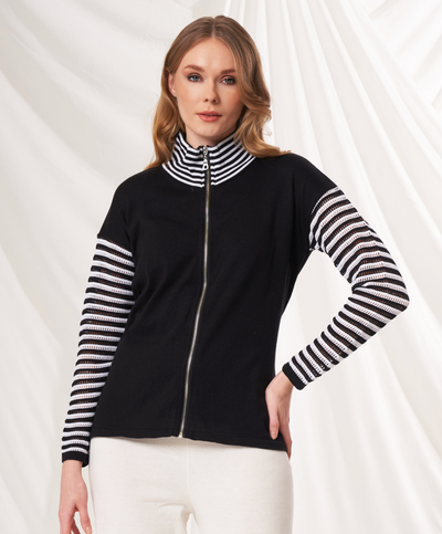Stripe Detail Zip Jacket